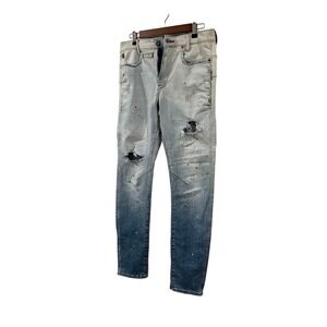 NEW G-Star RAW D-Staq 3D Slim Jeans Light Blue Distressed Paint Splatter